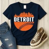 Classic Detroit Skyline Baseball  Women's T-Shirt thumb 3