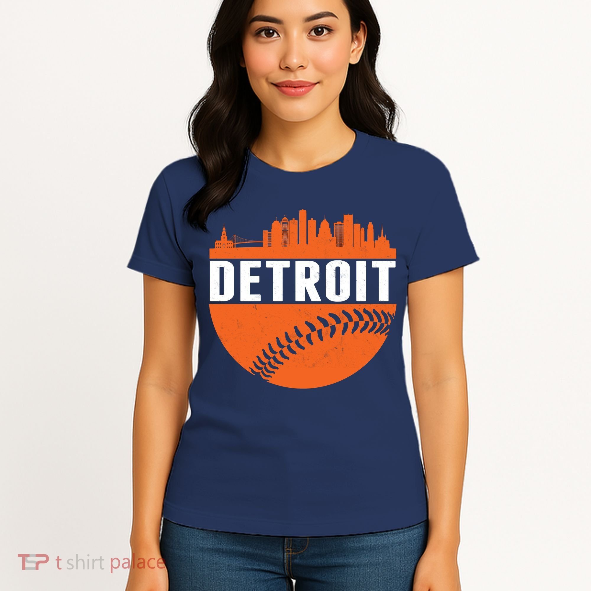 Classic Detroit Skyline Baseball  Women's T-Shirt