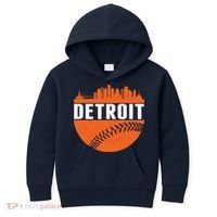 Classic Detroit Skyline Baseball  Kids Hoodie thumb 0
