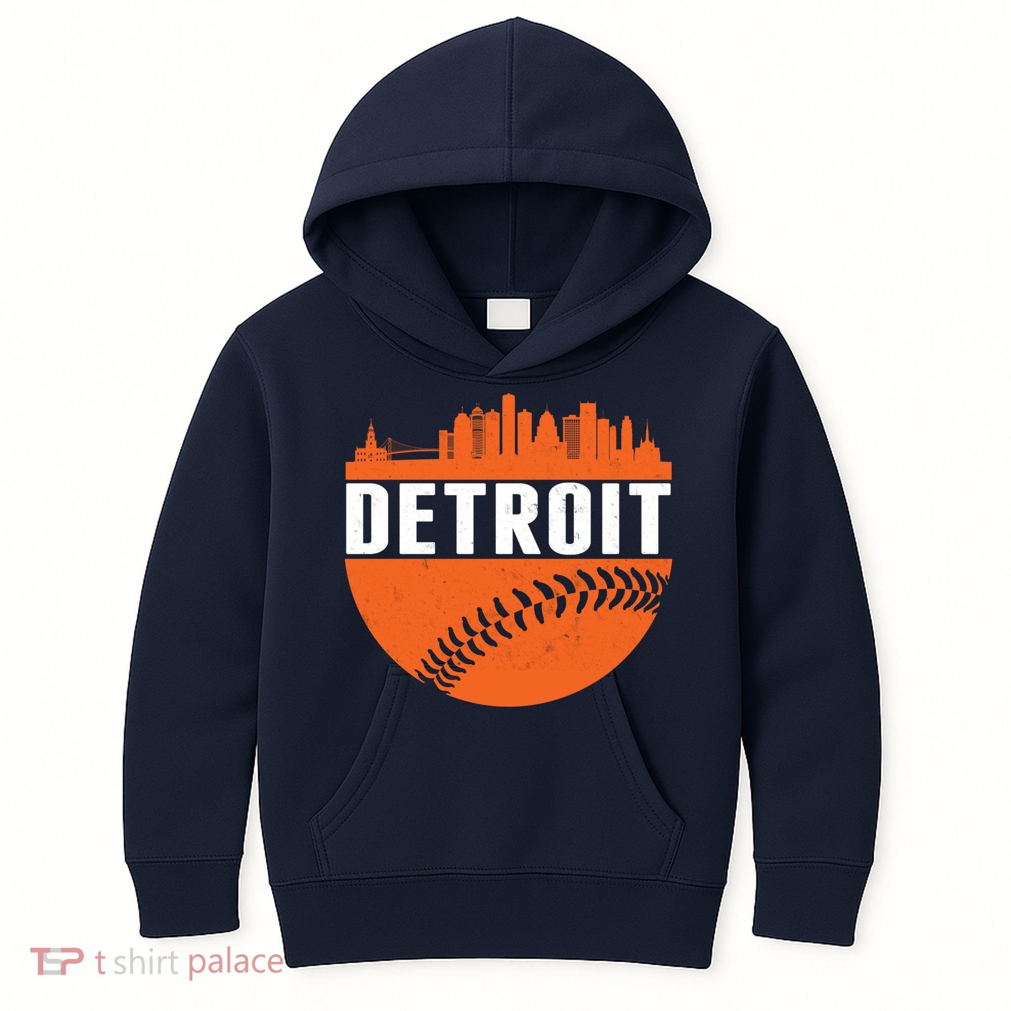 Classic Detroit Skyline Baseball  Kids Hoodie