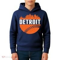 Classic Detroit Skyline Baseball  Kids Hoodie thumb 4