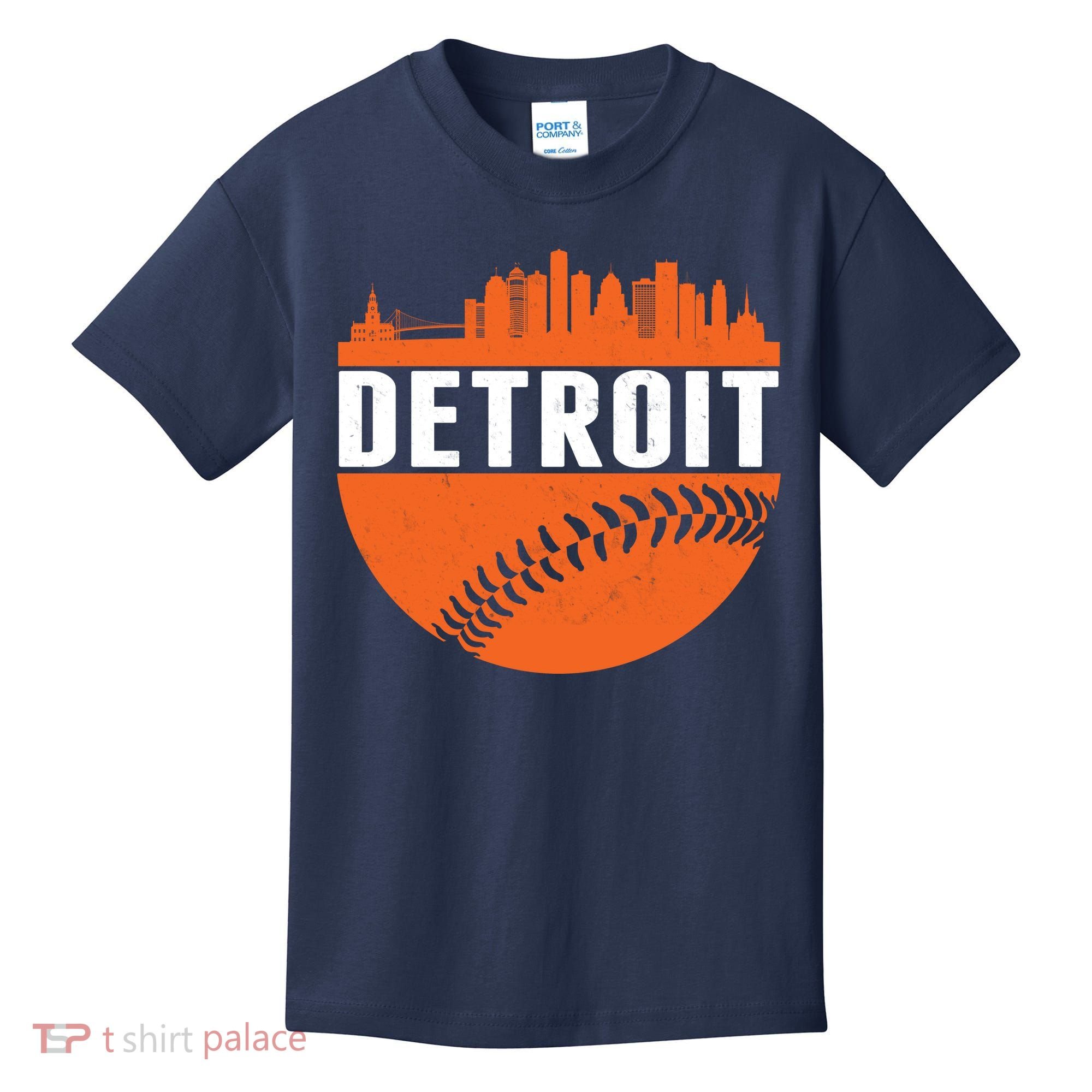 Classic Detroit Skyline Baseball  Kids T-Shirt