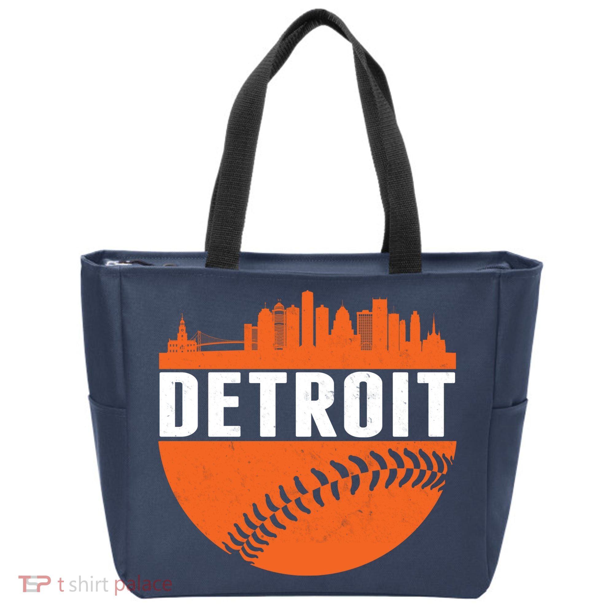 Classic Detroit Skyline Baseball  Tote Bag