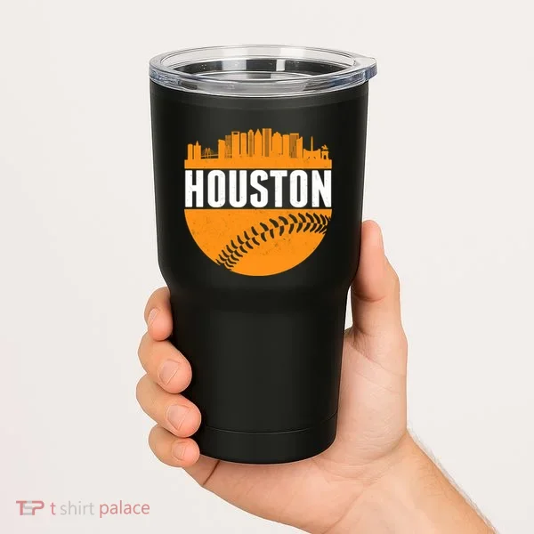 Classic Houston Skyline Baseball  Tumbler