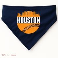 Classic Houston Skyline Baseball  USA-Made Doggie Bandana thumb 0