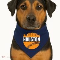 Classic Houston Skyline Baseball  USA-Made Doggie Bandana thumb 1