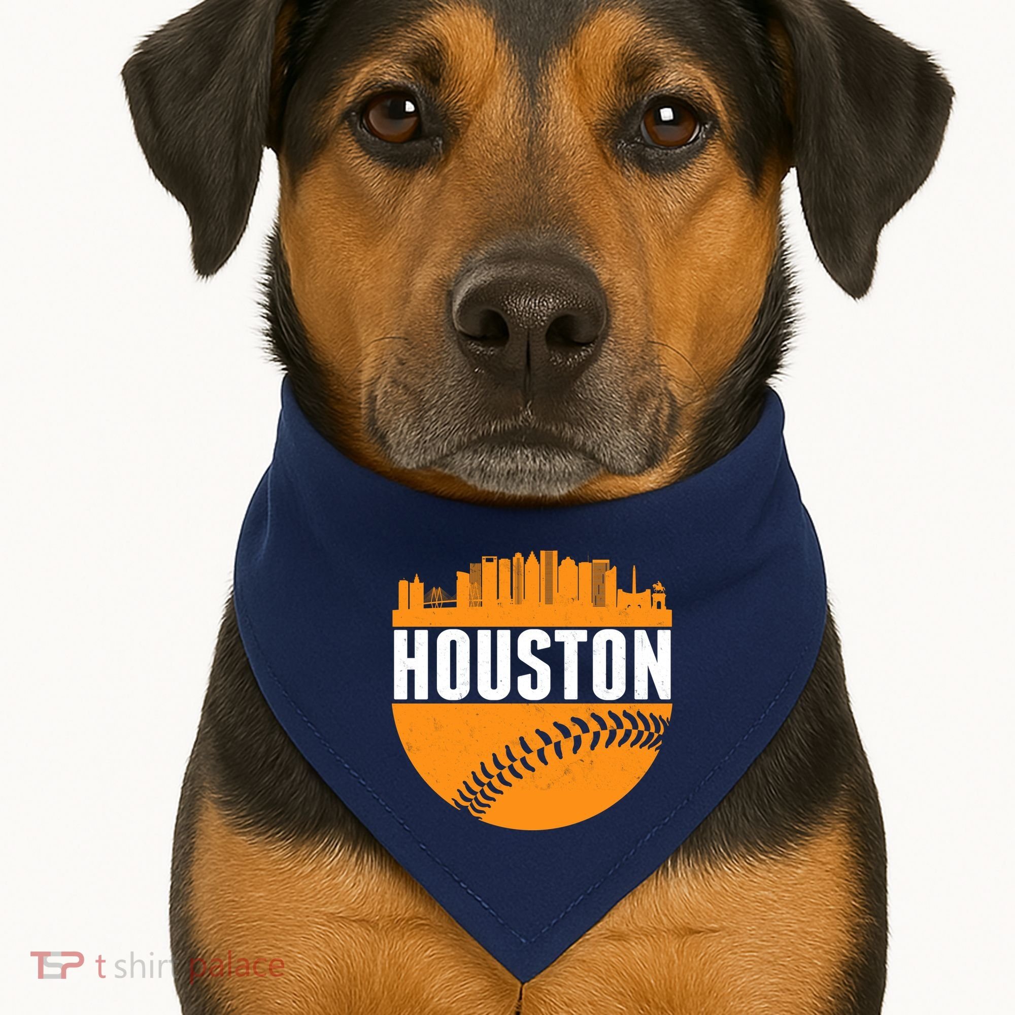 Classic Houston Skyline Baseball  USA-Made Doggie Bandana