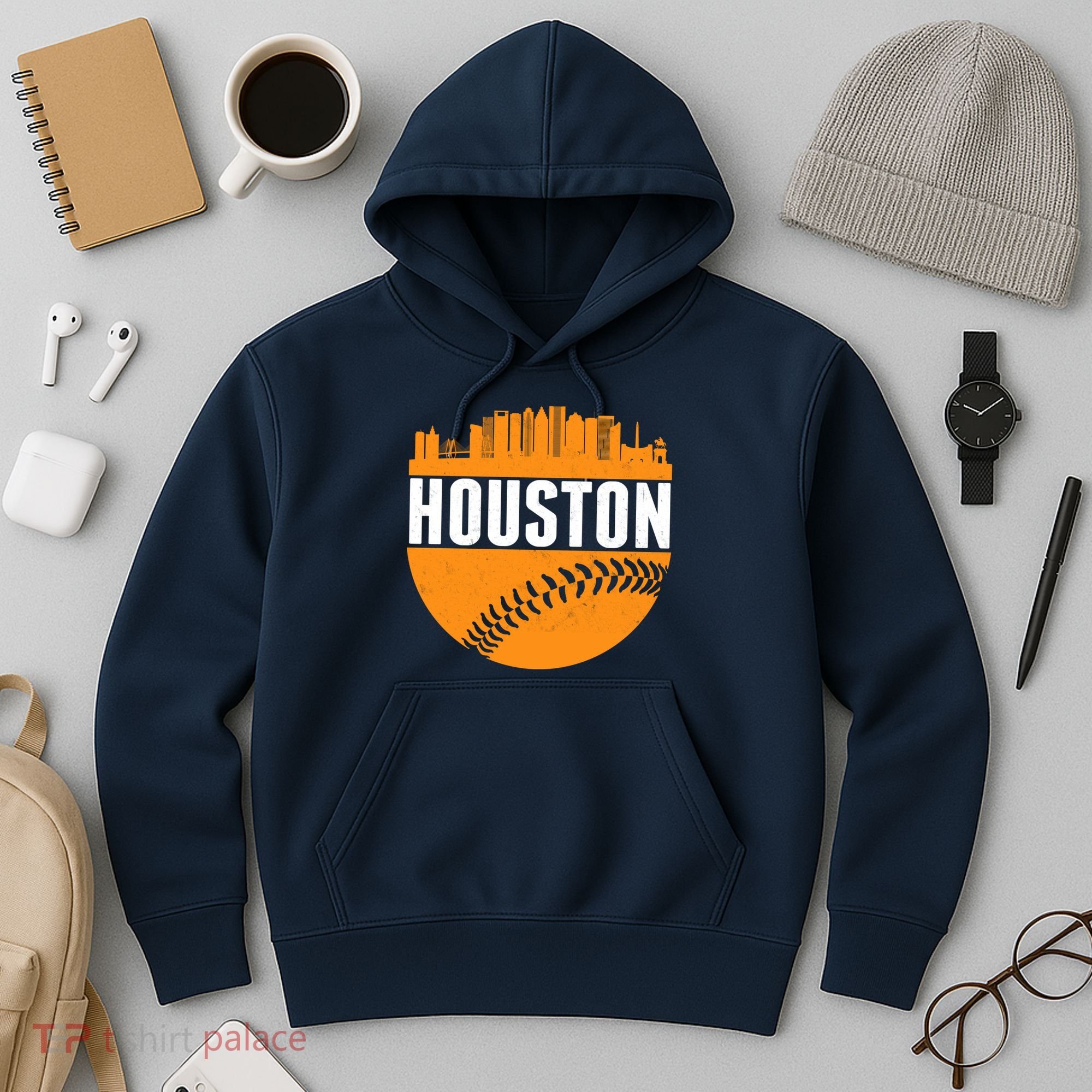 Classic Houston Skyline Baseball  Hoodie