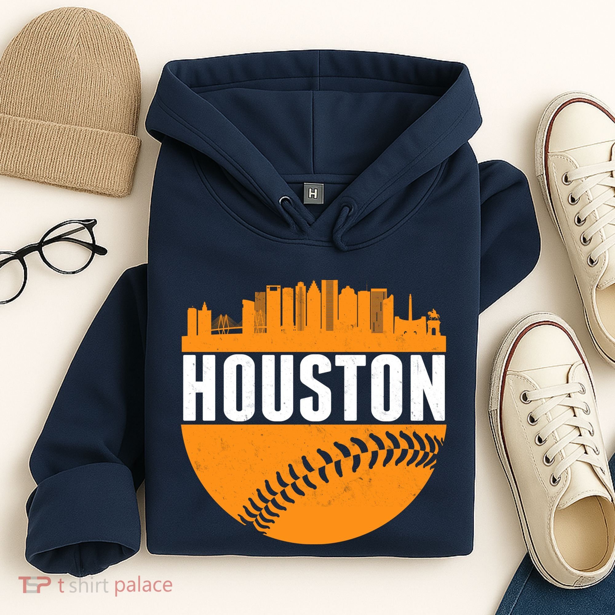 Classic Houston Skyline Baseball  Hoodie