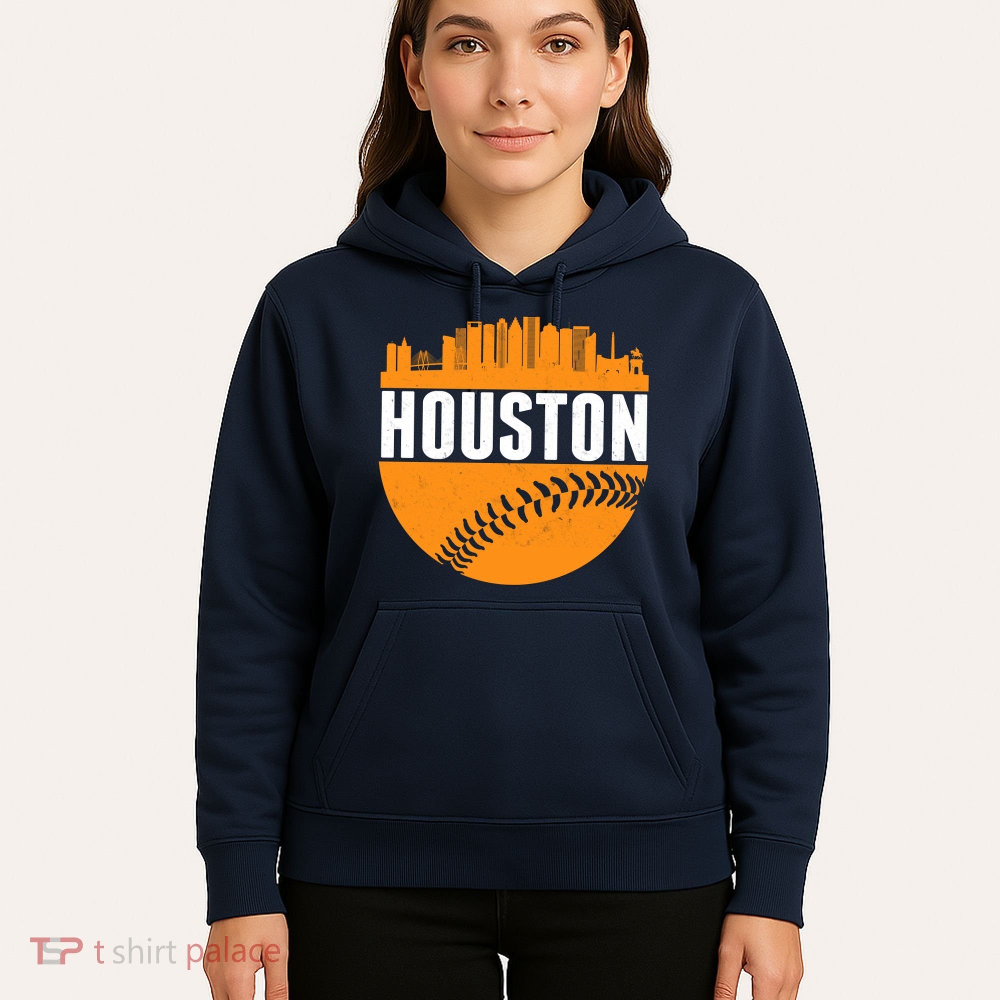 Classic Houston Skyline Baseball  Hoodie