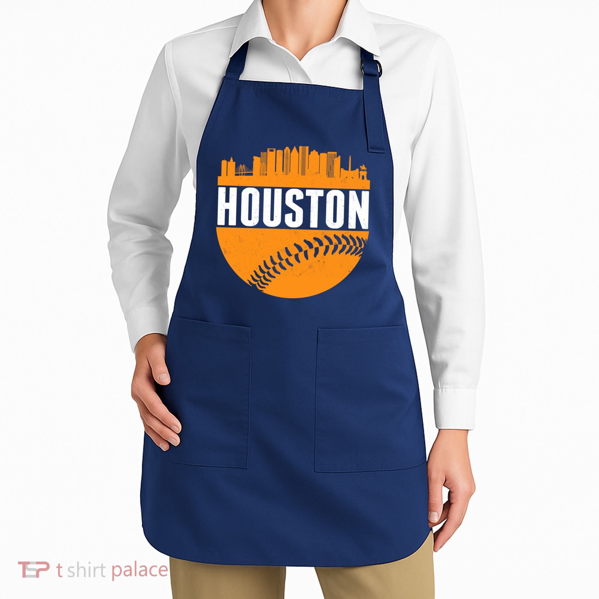Classic Houston Skyline Baseball  Apron
