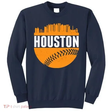 Classic Houston Skyline Baseball  Sweatshirt