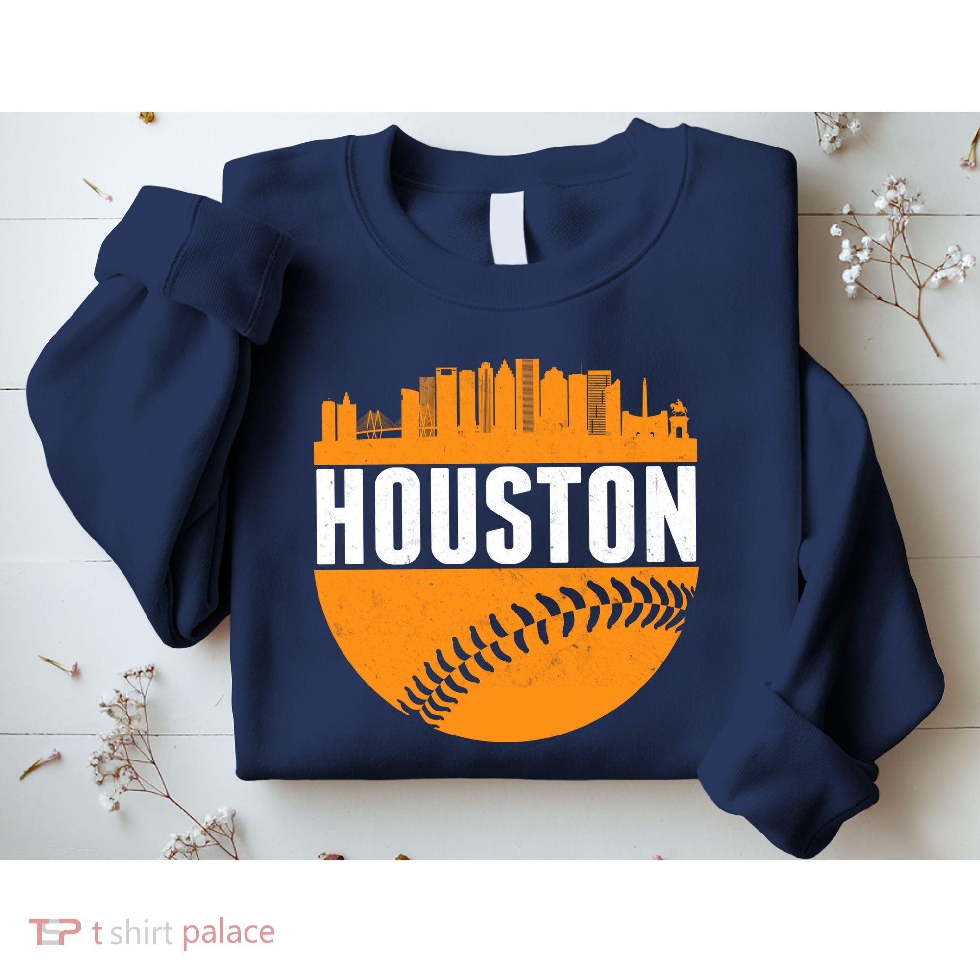 Classic Houston Skyline Baseball  Sweatshirt