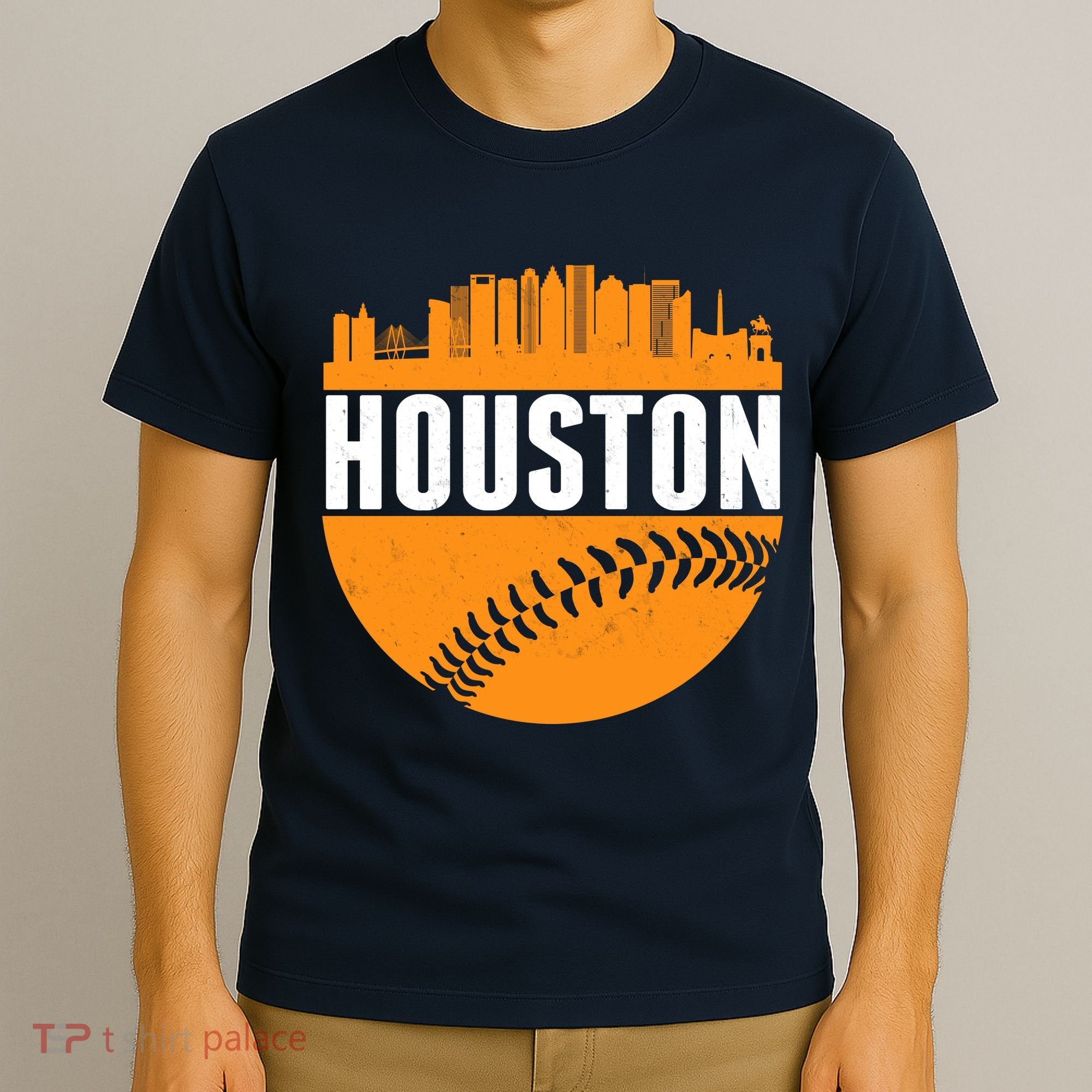 Classic Houston Skyline Baseball  T-Shirt