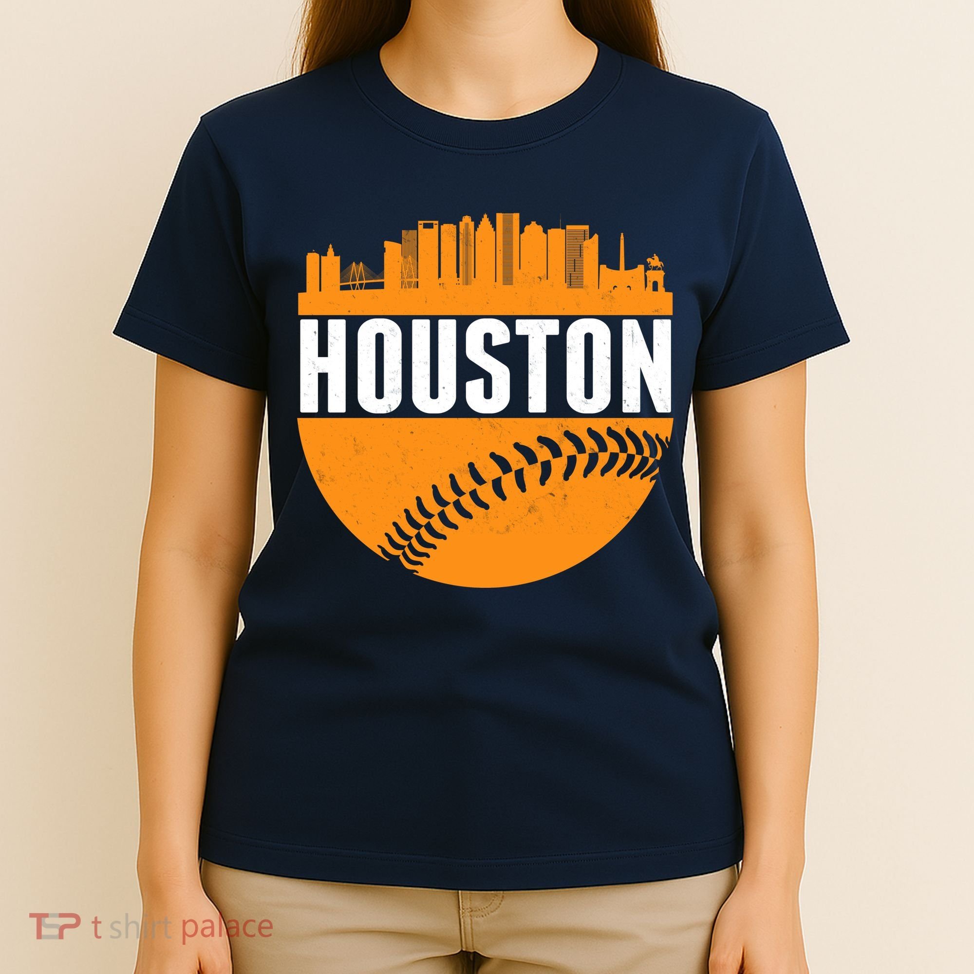 Classic Houston Skyline Baseball  T-Shirt