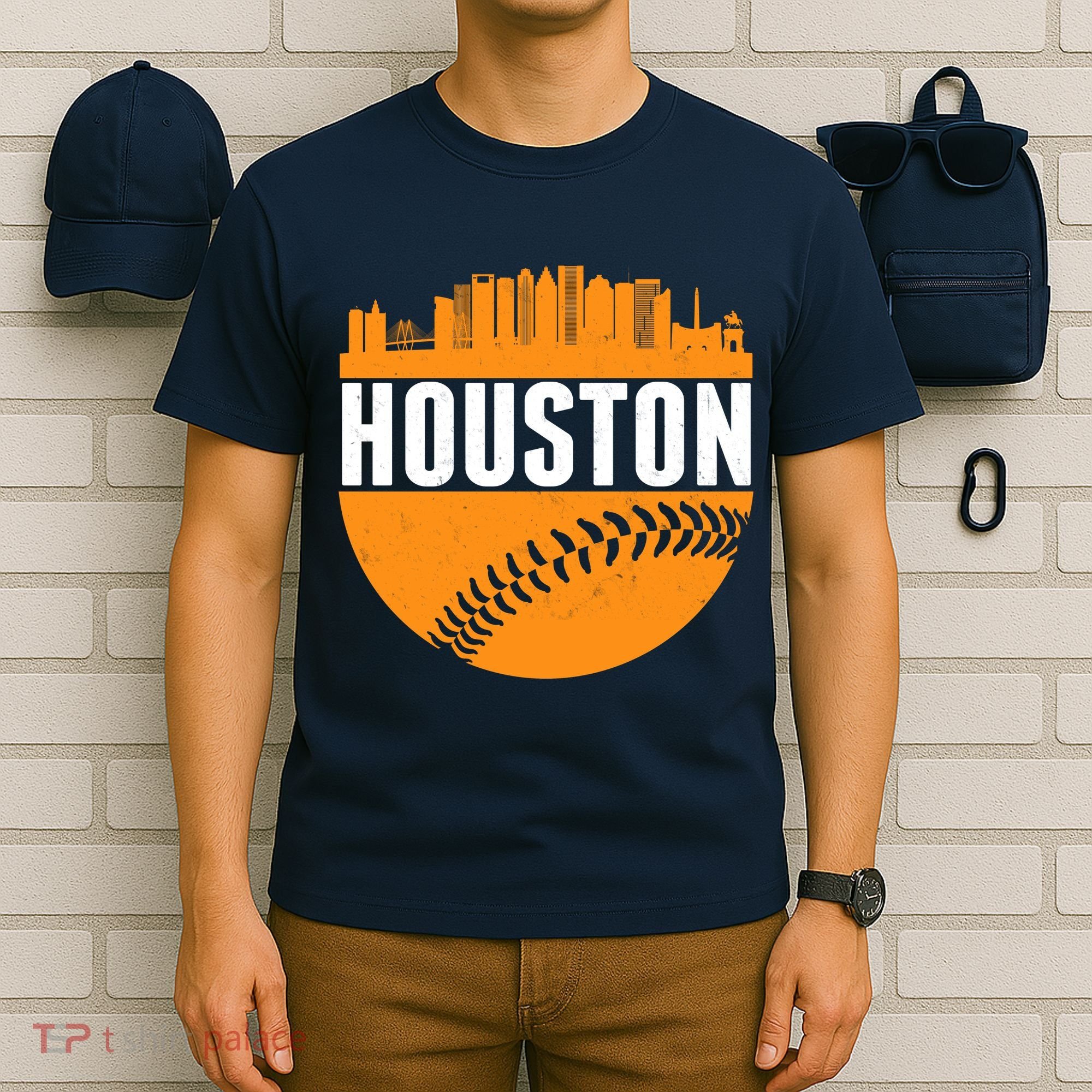 Classic Houston Skyline Baseball  T-Shirt