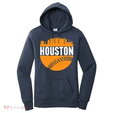 Classic Houston Skyline Baseball  Women's Hoodie