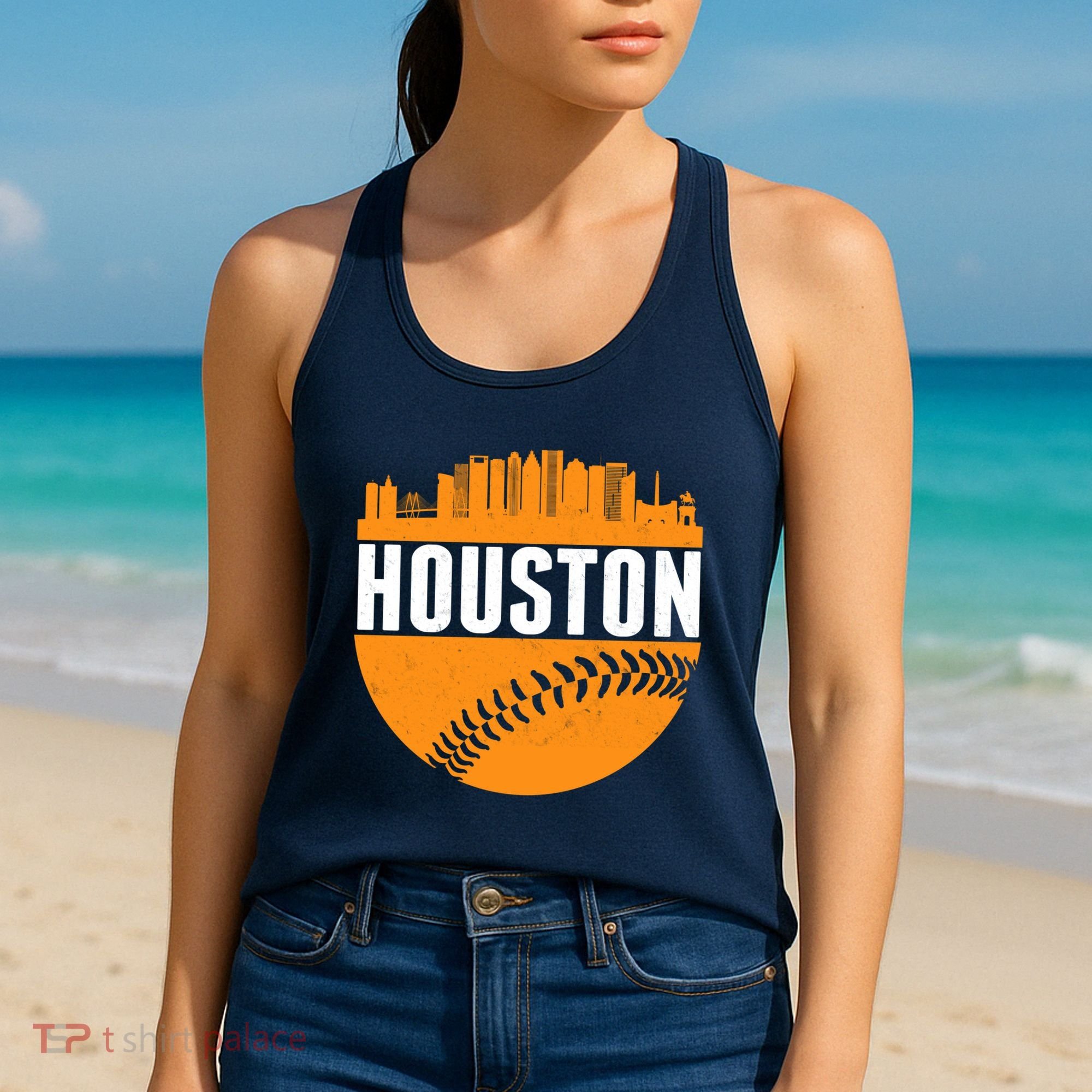 Classic Houston Skyline Baseball  Women's Tank Top