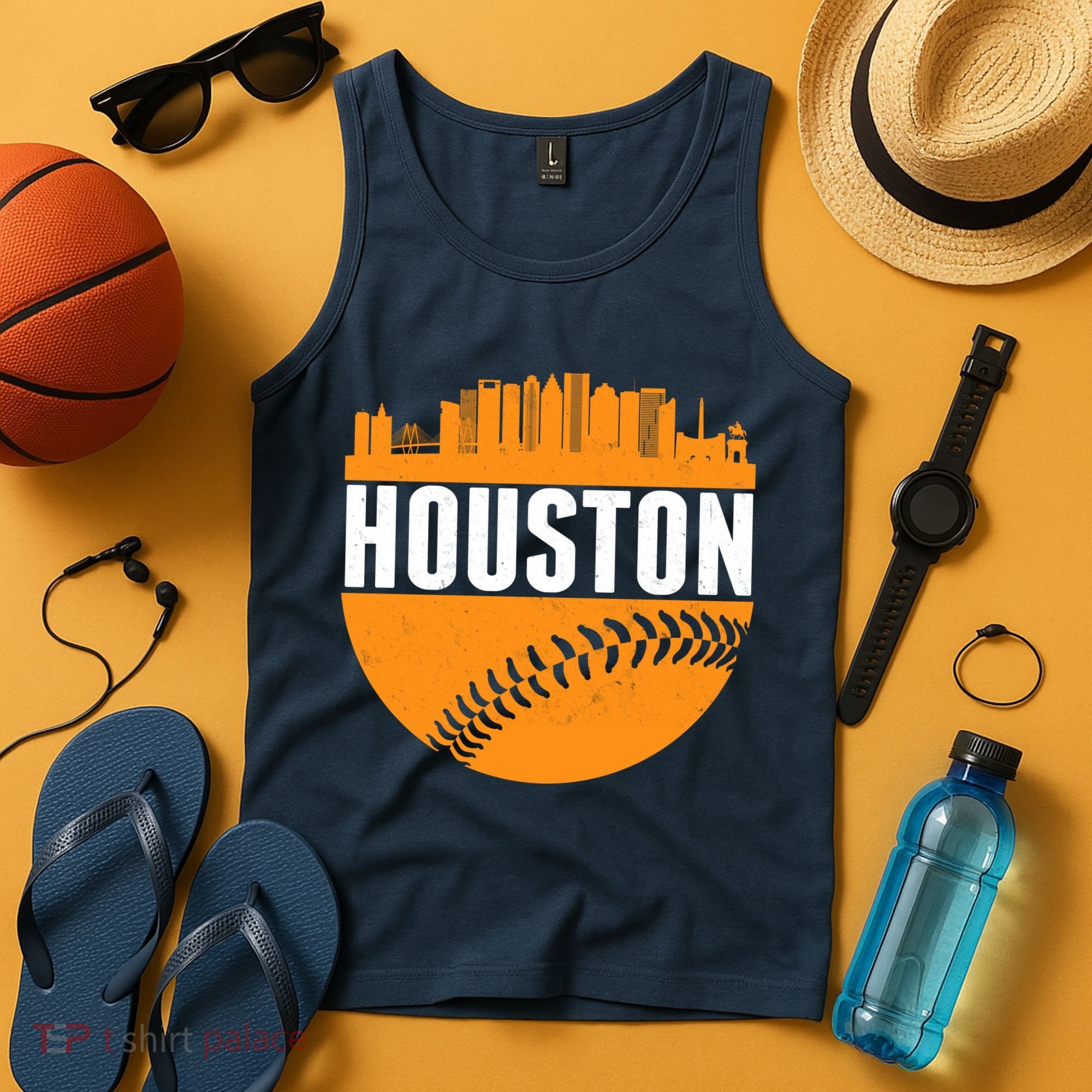 Classic Houston Skyline Baseball  Tank Top