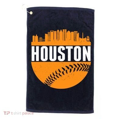 Classic Houston Skyline Baseball  Golf Towel