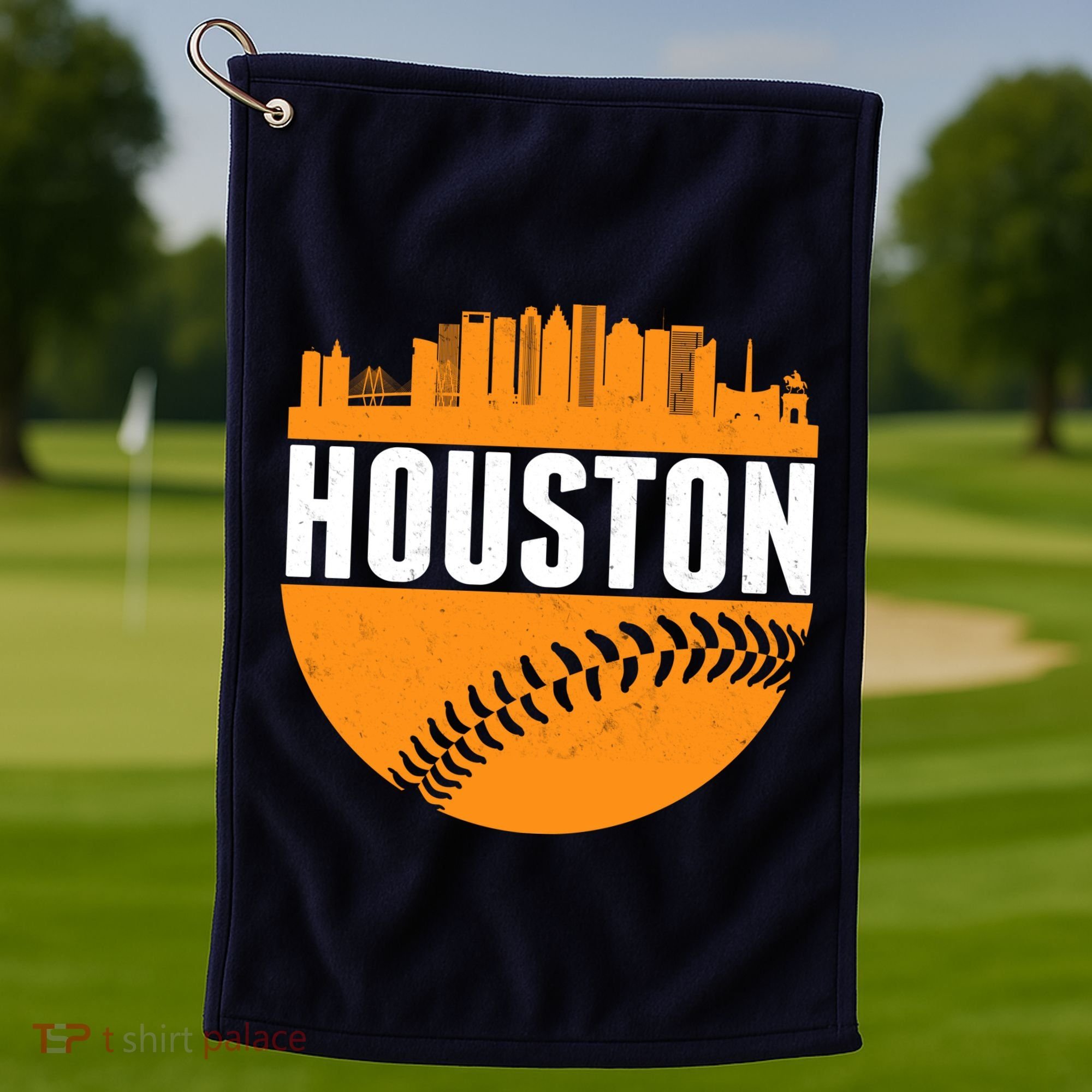 Classic Houston Skyline Baseball  Golf Towel