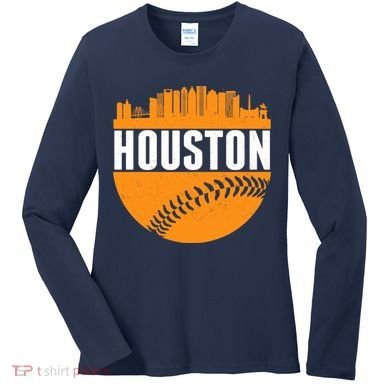 Classic Houston Skyline Baseball  Women's Long Sleeve Shirt