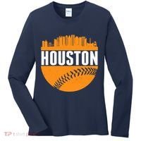 Classic Houston Skyline Baseball  Women's Long Sleeve Shirt thumb 0