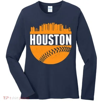 Classic Houston Skyline Baseball  Women's Long Sleeve Shirt