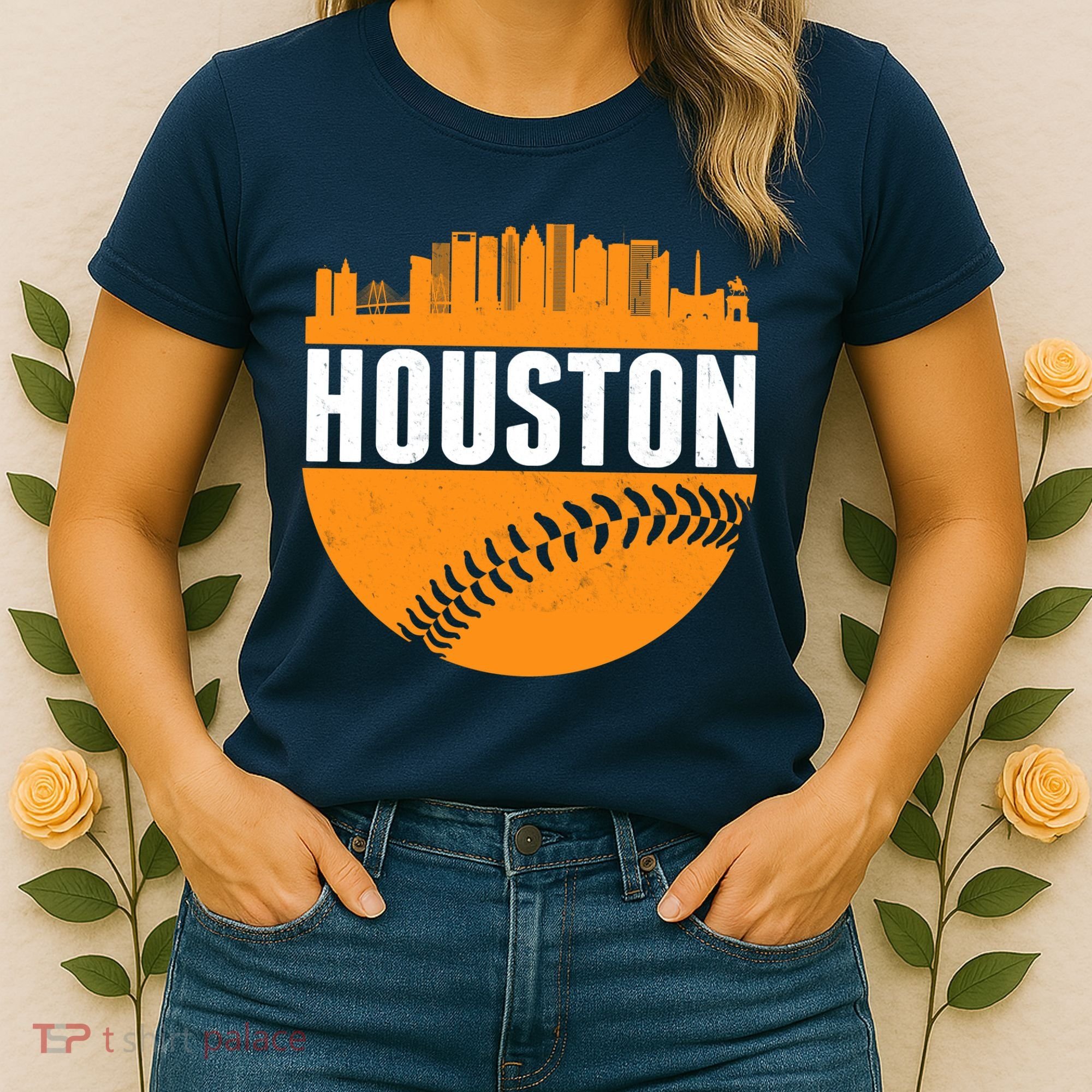 Classic Houston Skyline Baseball  Women's T-Shirt