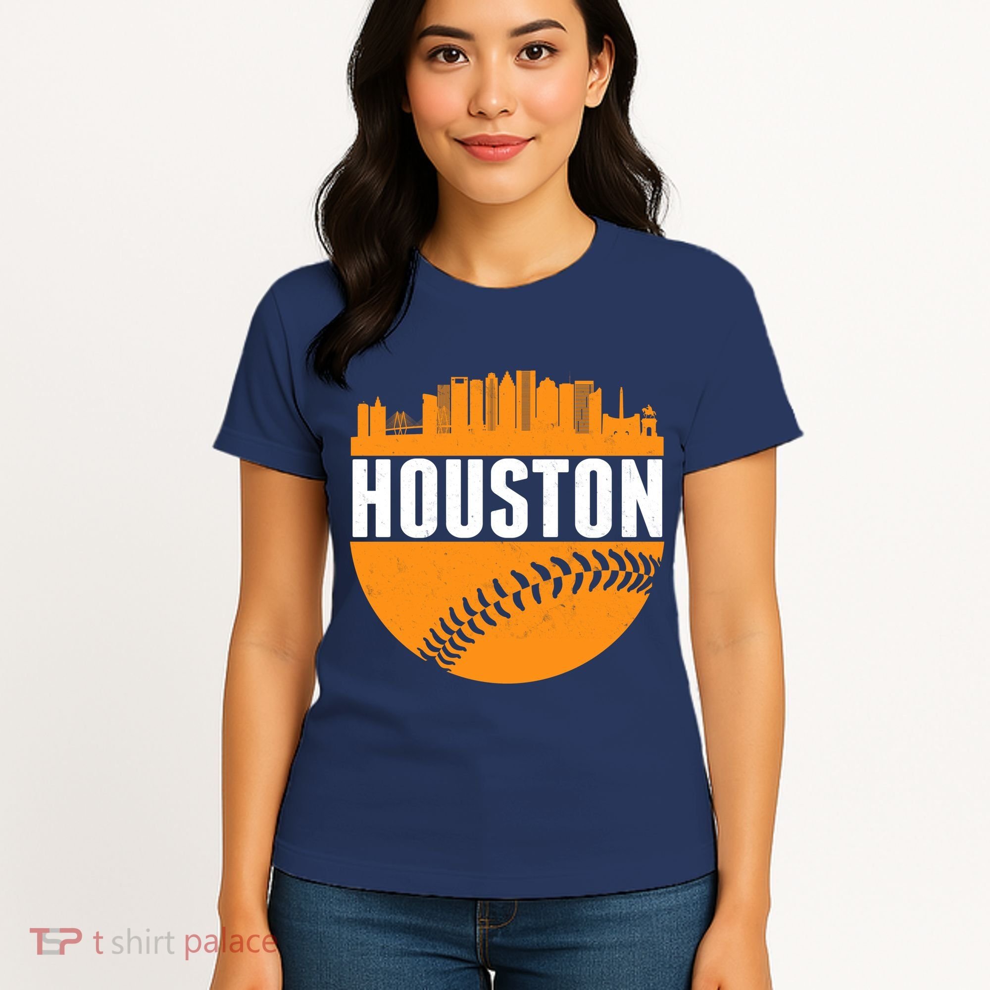 Classic Houston Skyline Baseball  Women's T-Shirt