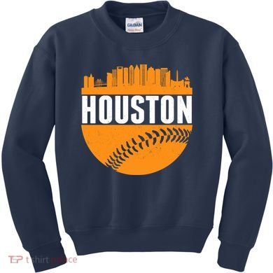 Classic Houston Skyline Baseball  Kids Sweatshirt
