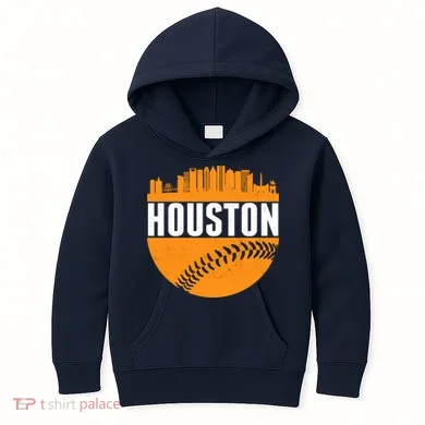 Classic Houston Skyline Baseball Kids Hoodie