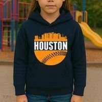 Classic Houston Skyline Baseball  Kids Hoodie thumb 3