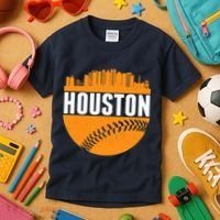Classic Houston Skyline Baseball  Kids T-Shirt thumb 3