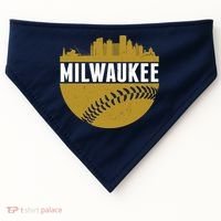 Classic Milwaukee Skyline Baseball  USA-Made Doggie Bandana thumb 0