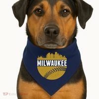 Classic Milwaukee Skyline Baseball  USA-Made Doggie Bandana thumb 1