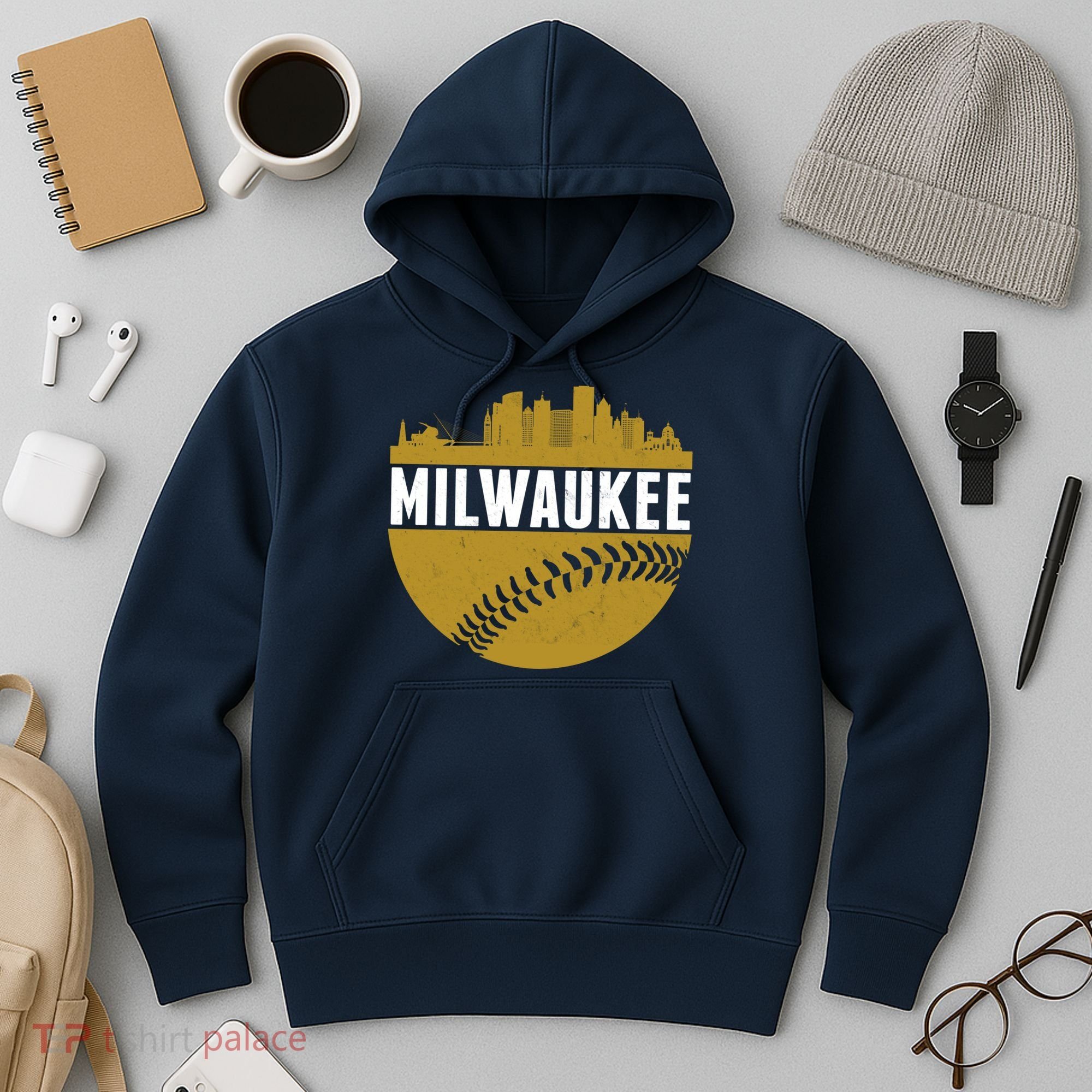 Classic Milwaukee Skyline Baseball  Hoodie