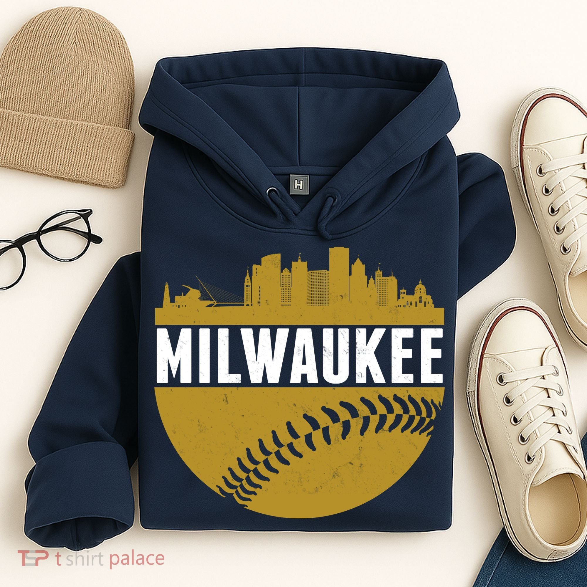 Classic Milwaukee Skyline Baseball  Hoodie