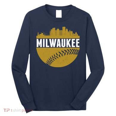 Classic Milwaukee Skyline Baseball  Long Sleeve Shirt