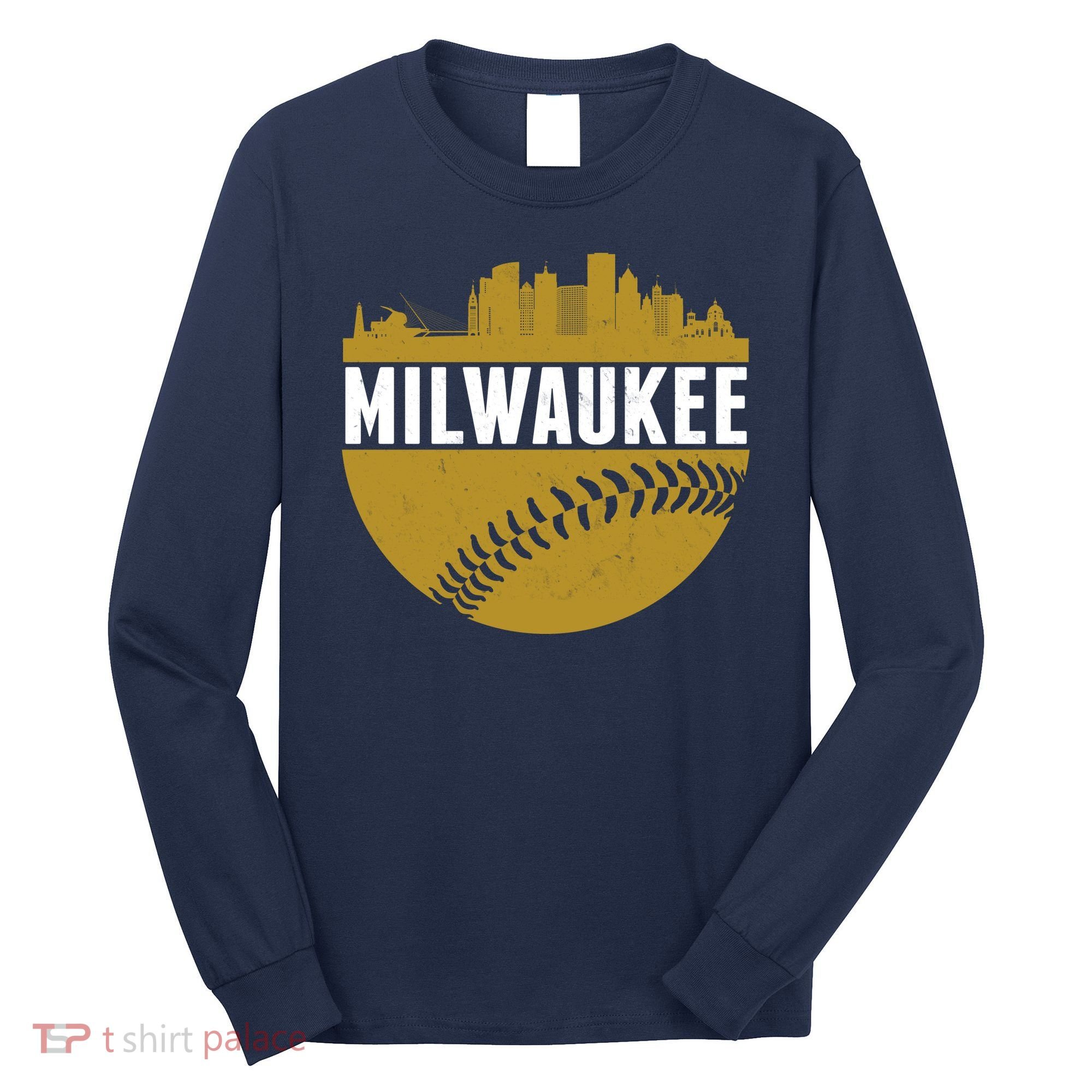 Classic Milwaukee Skyline Baseball  Long Sleeve Shirt