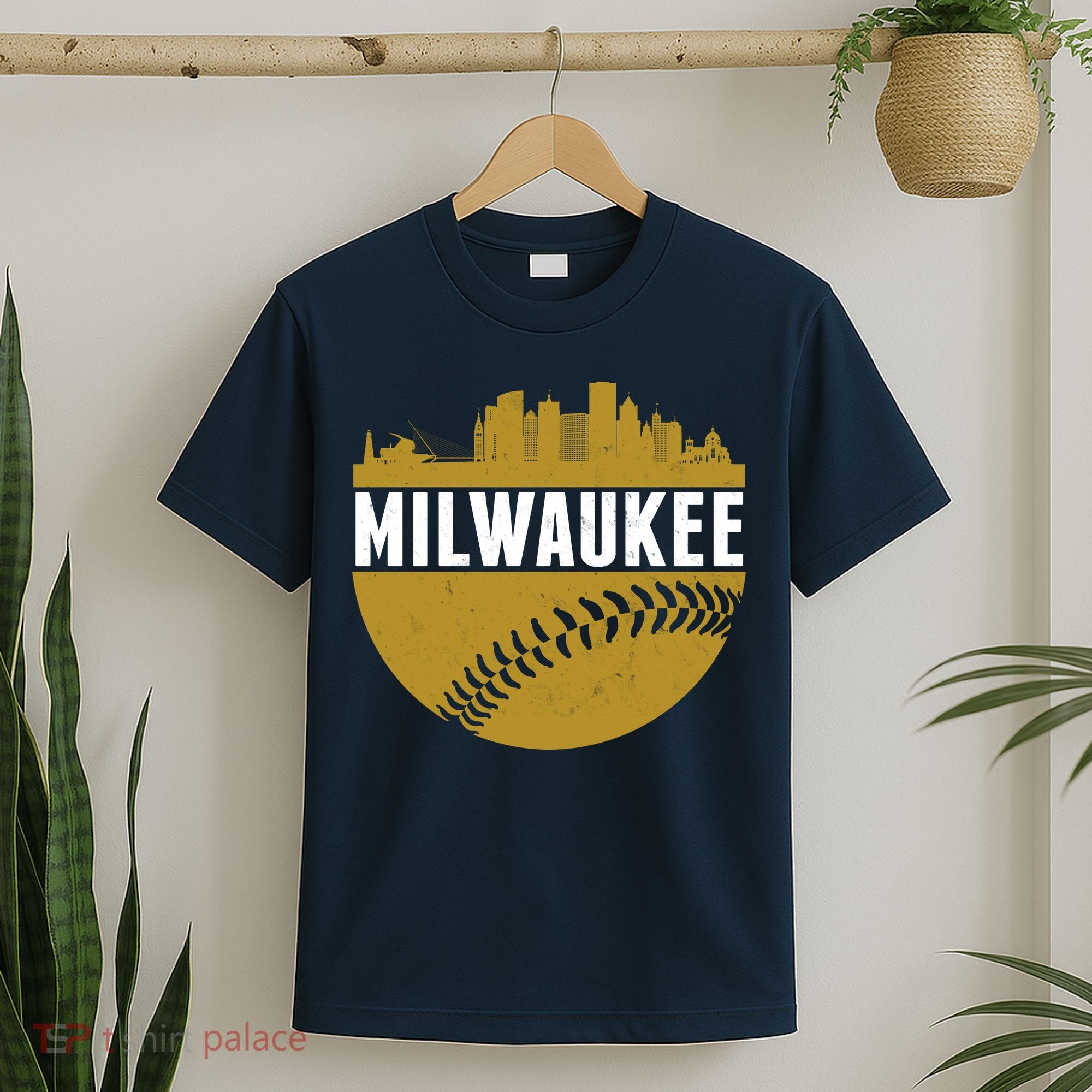 Classic Milwaukee Skyline Baseball  T-Shirt
