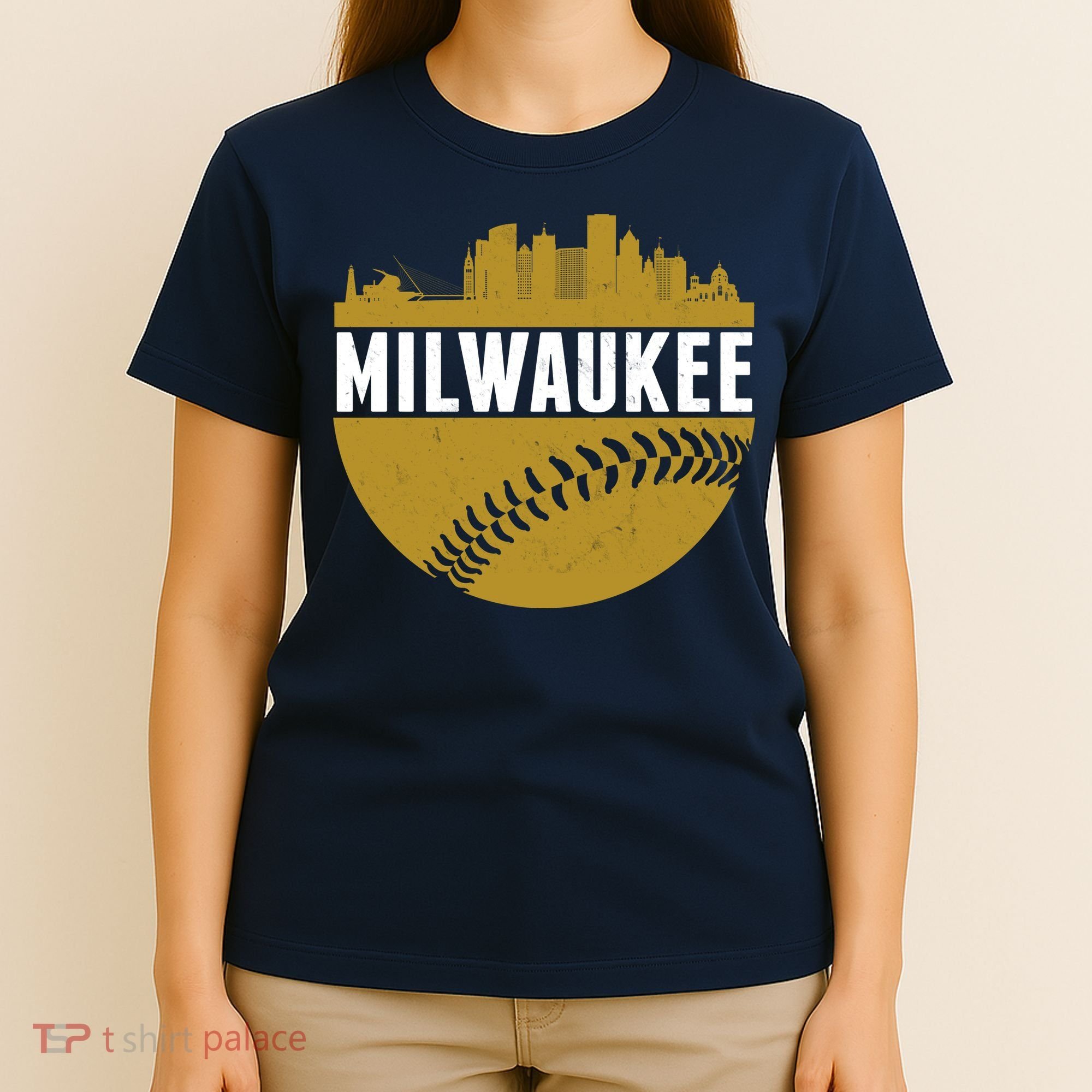 Classic Milwaukee Skyline Baseball  T-Shirt