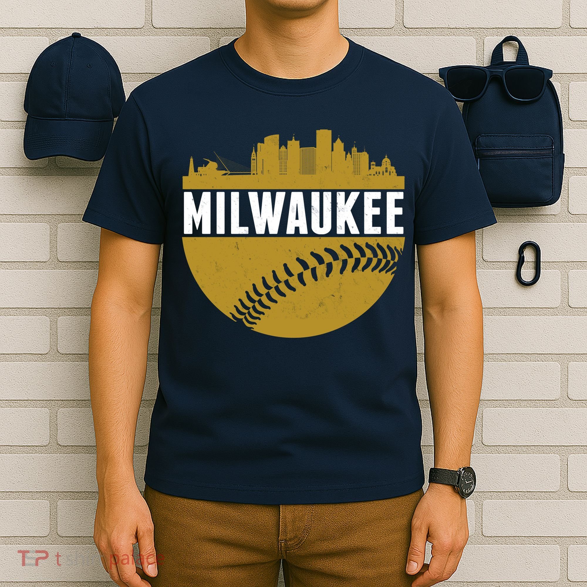 Classic Milwaukee Skyline Baseball  T-Shirt