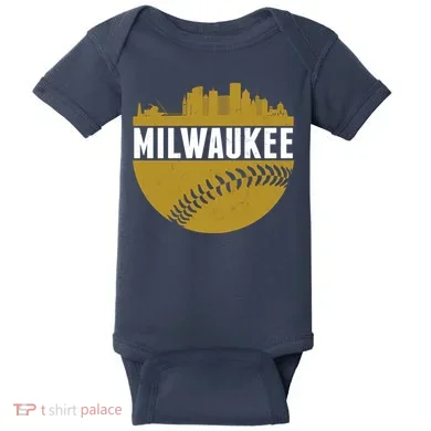 Classic Milwaukee Skyline Baseball  Baby Bodysuit