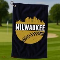 Classic Milwaukee Skyline Baseball  Golf Towel thumb 1