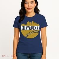Classic Milwaukee Skyline Baseball  Women's T-Shirt thumb 4