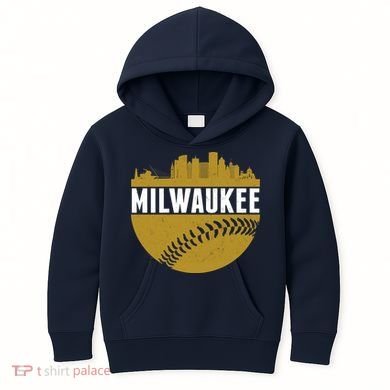 Classic Milwaukee Skyline Baseball  Kids Hoodie