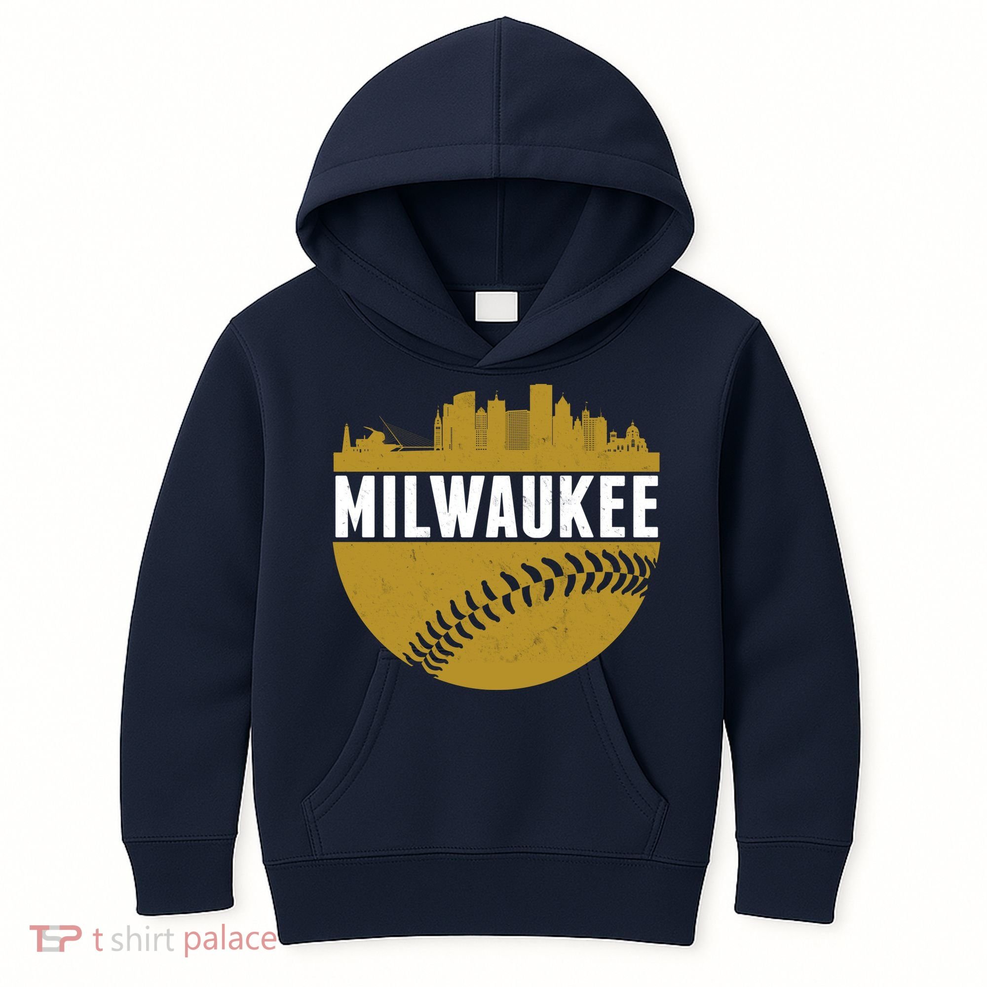 Classic Milwaukee Skyline Baseball  Kids Hoodie