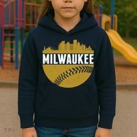 Classic Milwaukee Skyline Baseball  Kids Hoodie thumb 3