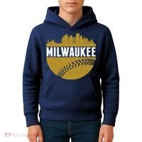 Classic Milwaukee Skyline Baseball  Kids Hoodie thumb 4